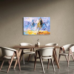 Futó lovak képe, olajfestmény (90x60 cm)
