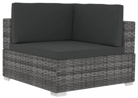 2 db szürke moduláris polyrattan sarokfotel párnákkal
