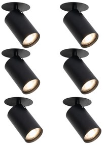 6 darabos modern süllyesztett spotlámpa készlet fekete GU10 50mm - Chels