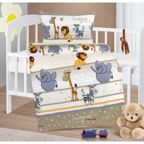 Bellatex Baby krepp ágynemű Agata Safari bézs, 90x 135 cm, 45 x 60 cm, 90 x 135 cm, 45 x 60 cm