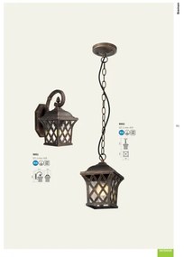 Redo 9952 - Kültéri csillár láncon BREMEN 1xE27/42W/230V IP23 arany/patinás