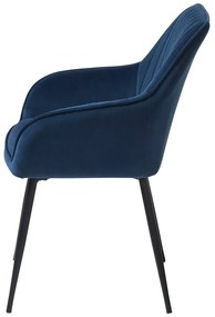 Sötétkék kárpitozott karfás étkezőfotel szett 2 db-os Nolan Stripe – Unique Furniture