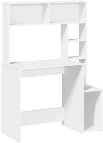 íróasztal polcokkal Fehér 100x45x140 cm Műanyag fa