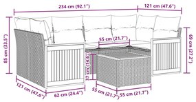 7 részes bézs polyrattan kerti ülőgarnitúra párnákkal