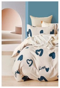 Bézs kétszemélyes hosszabbított négyrészes renforcé pamut ágyneműhuzat lepedővel 200x220 cm Amore – Mila Home