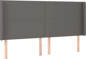 vidaXL szürke műbőr fejtámla szárnyakkal 203x16x118/128 cm