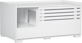 PawHut Macska WC Szekrény Macska Ház Mágneses Ajtó Elválasztóval Macska Alom Tálca Macska Szekrény Asztal Macska Barlang 90 x 48 x 42.5 cm Fehér | Aos