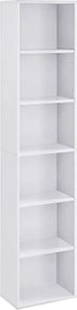 Könyvespolc, 6 szintes nyitott tárolópolc, álló polcegység, 24 x 40 x 178,5 cm, felhő fehér