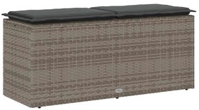 szürke polyrattan kerti pad párnával 116 x 46 x 57 cm