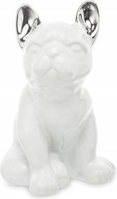 Kutya figura Bulldog fehér ezüst kis kutyus