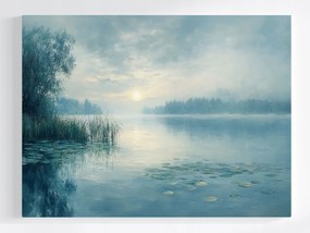 Poszter Tájkép Tó Fák Napfelkelte Köd 100x75