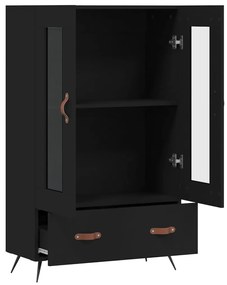 fekete szerelt fa magasszekrény 69,5 x 31 x 115 cm