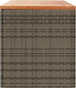 Szürke Polyrattan És Akácfa Kerti Tárolóláda 220 X 50 X 54 Cm