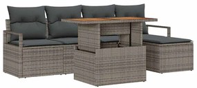 vidaXL Kerti Kanapé Szett tárolóval 6 pcs Szürke Poli rattan