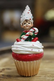 Klasszik karácsonyi dekor manó, muffinban 15cm