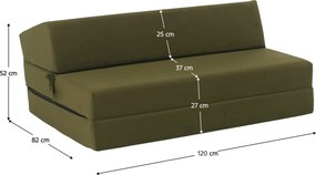 Összecsukható matrac/fotel, 2v1, olivazöld, VEDIS