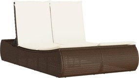 vidaXL barna polyrattan dupla napozóágy párnával