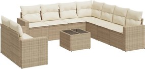 vidaXL 10 részes bézs polyrattan kerti ülőgarnitúra párnával