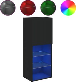 vidaXL fekete TV-szekrény LED lámpákkal 40,5 x 30 x 102 cm