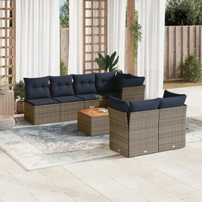 8 részes szürke polyrattan kerti ülőgarnitúra párnával