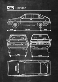 Poszter Fso Polonez Retro Patent Poster Verdák