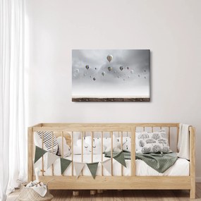 Kép - léggömbök egy téglafal felett (90x60 cm)