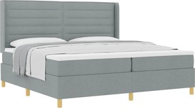vidaXL Boxrugós ágy matracmal Világosszürke 200 x 200 cm szövet