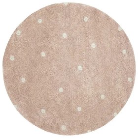 Világos rózsaszín mosható kézi szövésű pamut gyerek szőnyeg ø140 cm Round Dot Rose – Lorena Canals