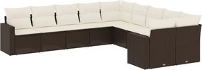 vidaXL 10 részes barna polyrattan kerti ülőgarnitúra párnákkal