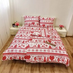 Pamut ágyneműk Karácsonyi ágyneműk Christmas piros TiaHome - 1x Párna 90x70cm, 1x Paplan 140x200cm