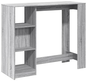 szürke sonoma szerelt fa bárasztal polccal 124 x 46 x 103,5 cm