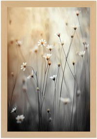 Poszter Keret Fa Reggel Rét Virágok Margaréta Kamilla Bokeh 40x60