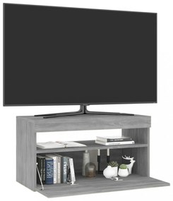 szürke sonoma színű TV-szekrény LED-világítással 75x35x40 cm