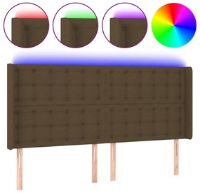 sötétbarna szövet LED-es fejtámla 163x16x118/128 cm