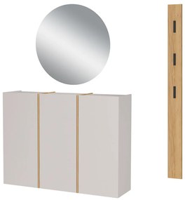 Krémszínű-natúr színű előszoba bútor 168x200x37 cm Libbiano – Germania