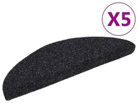 5 db fekete tűlyukasztott öntapadó lépcsőszőnyeg 56x17x3 cm