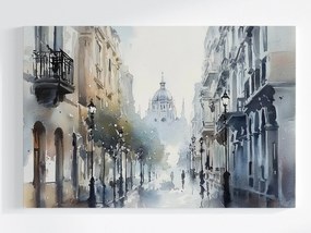 Vászonkép Canvas Akvarell Utca Óváros Templom Tájkép 60x40