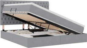 vidaXL Ágy tárolóval és LED lámpával leddel Világosszürke 160 x 200 cm