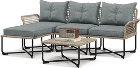 Outsunny 5 darabos szürke szintetikus rattan kerti bútor szett kültéri használatra, 2 sarokkanapéval, 1 kültéri kanapéval, 1 puffal, 1 kávézóasztallal