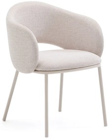 Krémszínű kárpitozott étkezőfotel Maina – Kave Home