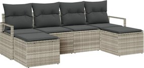 vidaXL Kanapé Szett párnával tárolóval 6 pcs Világosszürke polirattan
