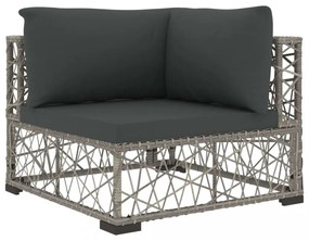 6-részes szürke polyrattan kerti bútorszett párnákkal
