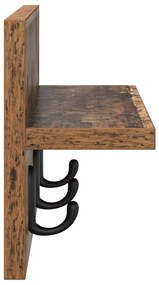 Fali Kabáthorog polcokkal Régi fa 40 x 10.5 x 18 cm Faanyag