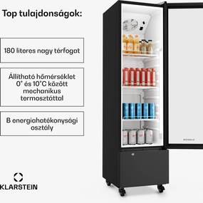 Klarstein GrandCooler Gastro italkhűtő | 163,5 x 43 cm | LED belső világítás | Fekete
