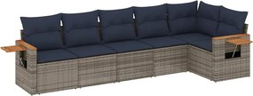 vidaXL 6 részes szürke polyrattan kerti ülőgarnitúra párnával