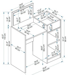 Fésülködőasztal Kudopa 2 (atlanti fenyő + antracit) . 1094098