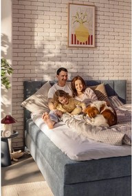 Kék ágyneműtartós boxspring ágy 160x200 cm Elva Bold Line – Bonami Selection