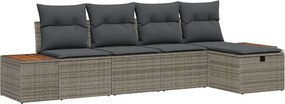 vidaXL Kerti Kanapé Szett párnával 5 pcs Szürke Poli rattan