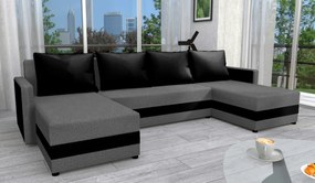 Univerzális ülőgarnitúra, szürke/fekete, PAULITA U