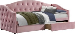 Ágy tárhellyel, 90x200, rózsaszín Velvet szövet, ZASKA